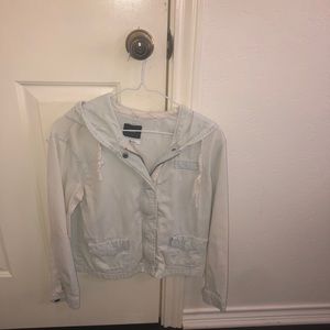 Cropped zip up jean jacket